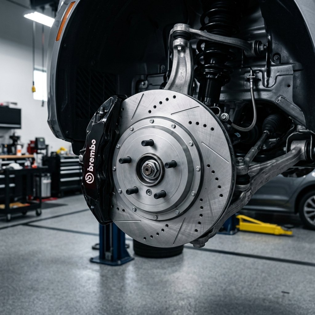 Ventilated disc rotor and performance caliper