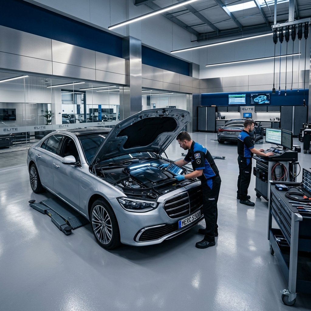 Clean modern automotive service center
